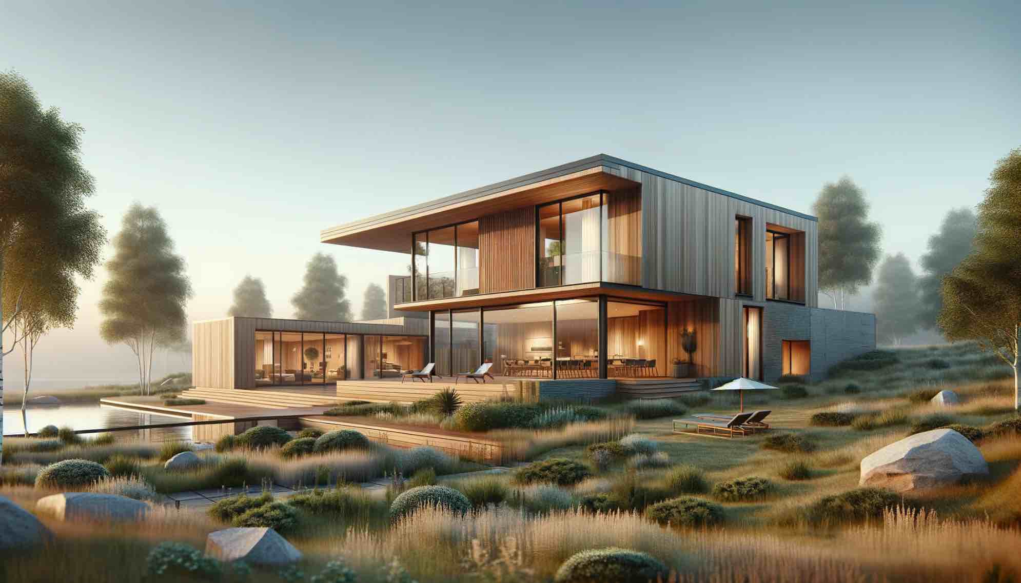 Maison moderne en bois selon les principes de l'architecture durable
