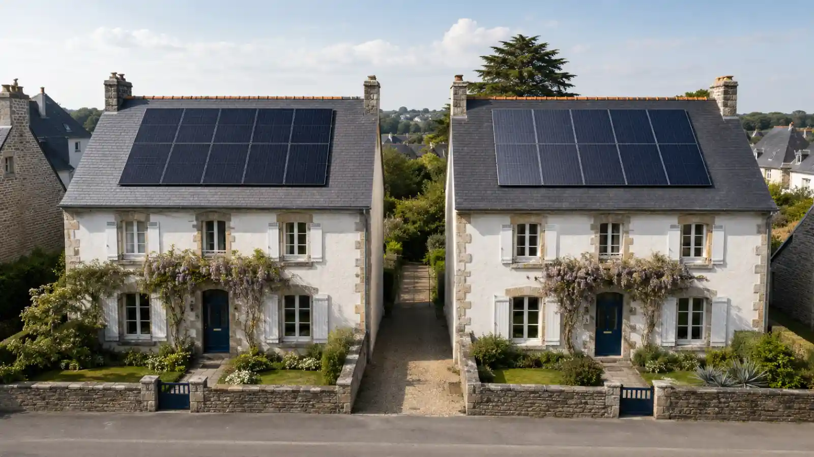 comparaison-toitures-silicium-tandem-25m2 Comparaison de la puissance solaire produite sur deux toitures de même surface.