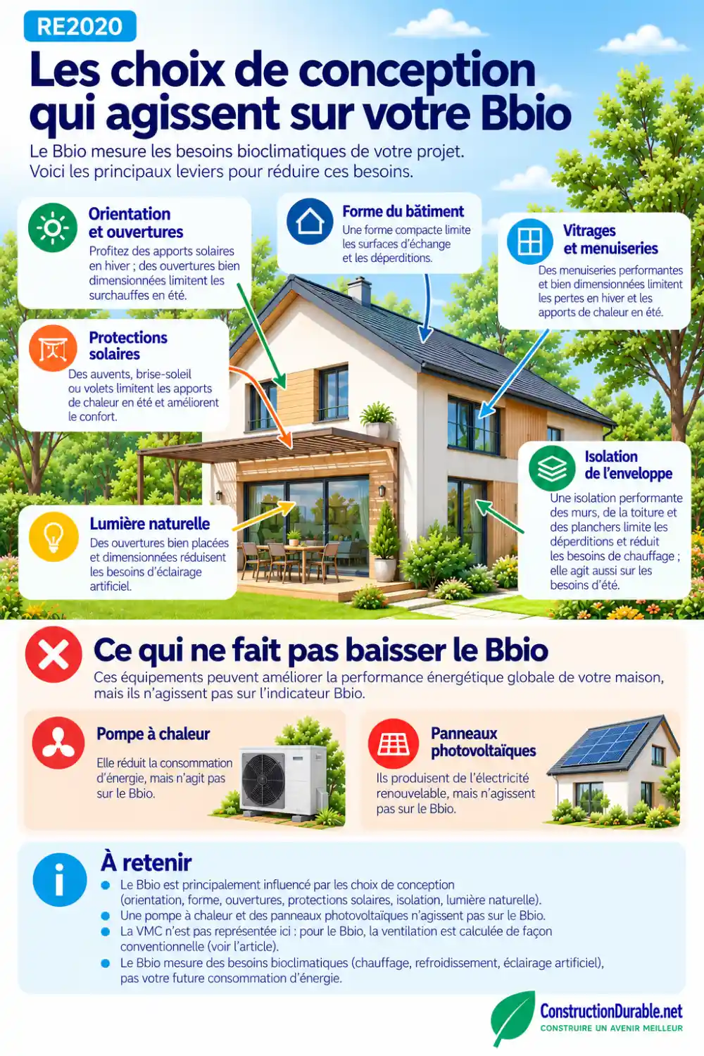 Bbio RE2020 : les choix de conception qui agissent sur votre Bbio Schéma des choix de conception qui influencent le Bbio RE2020 d’une maison