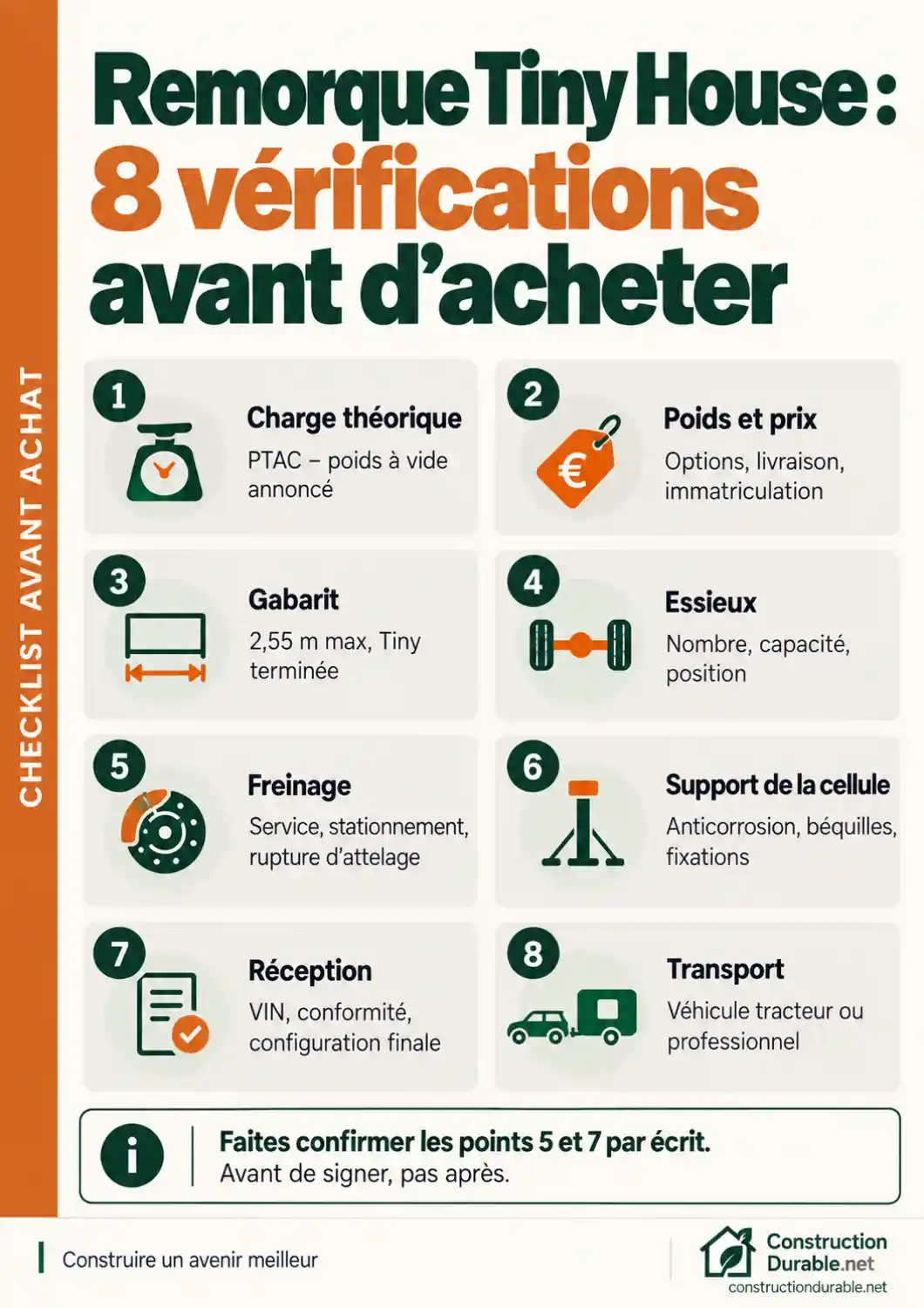 Checklist achat remorque Tiny House - 8 vérifications Les 8 vérifications avant d'acheter une remorque Tiny House